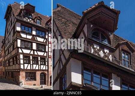 Historic half-timbered house, totally renovated by the Nuremberg Old Town Friends, Untere Kraemergasse 18, Nuremberg, Middle Franconia, Bavaria Stock Photo
