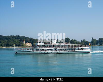 Passenger ship on Lake Constance, near Constance, Lake Constance, Baden-Wuerttemberg, Germany Stock Photo