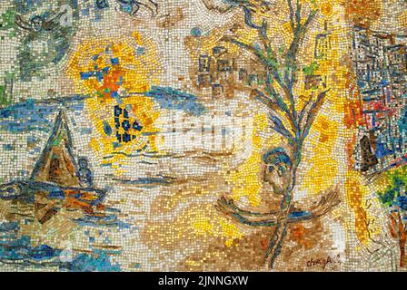 A Marc Chagall mosaic, The Four Season, is on public display Stock Photo