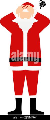 Old man in Santa Claus holding his head in worry Stock Vector