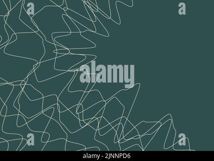 Abstract A3 poster with zigzag lines, white on dark green background Stock Vector