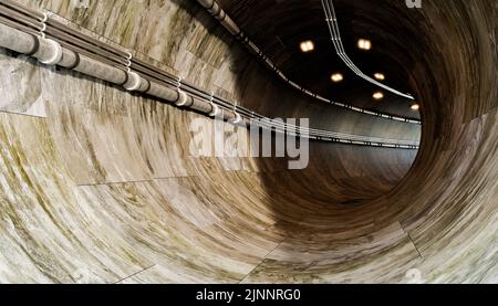 big cemen tunnel with transportation underground design, 3d illustration rendering Stock Photo