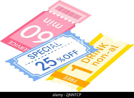 A set of great coupons, isometric Stock Vector