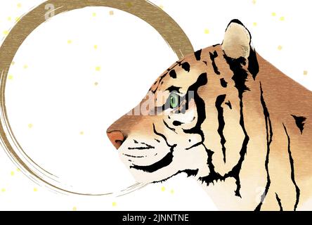 2022 Year of the Tiger New Year greeting card, tiger profile and white background Stock Vector