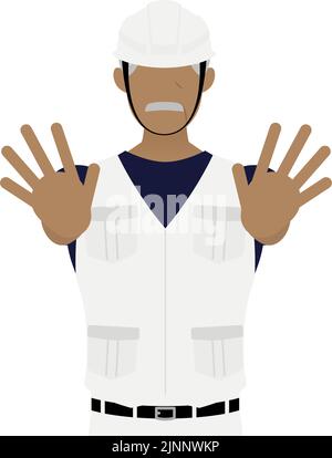 Carpenter senior man pose, No! Inhibition! Hold out both hands in front of you Stock Vector