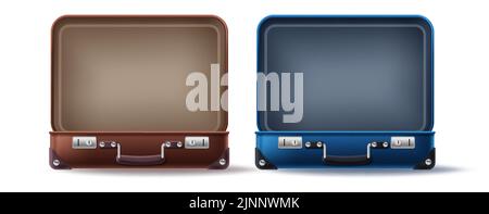 Travel suitcase vector set design. Manager briefcase collection for business meeting documents storage. Vector Illustration. Stock Vector