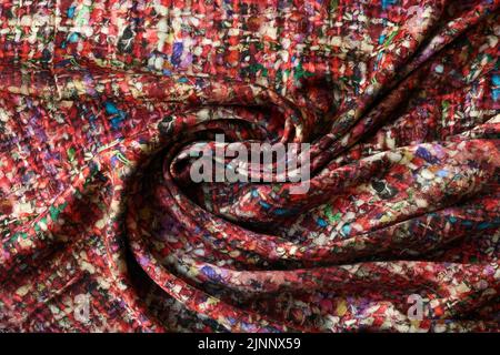 Stylish colorful crumpled fabric tweed texture background Stock Photo