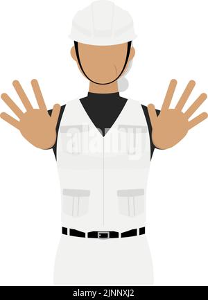 Carpenter senior woman pose, No! Inhibition! Hold out both hands in front of you Stock Vector