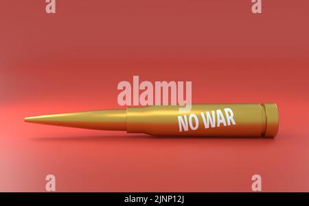 Anti-war, bullets with the words 'No War' written on them, 3DCG Stock Photo