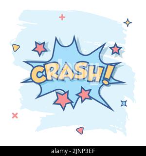 Vector cartoon crash comic sound effects icon in comic style. Sound bubble speech sign illustration pictogram. Crash business splash effect concept. Stock Vector