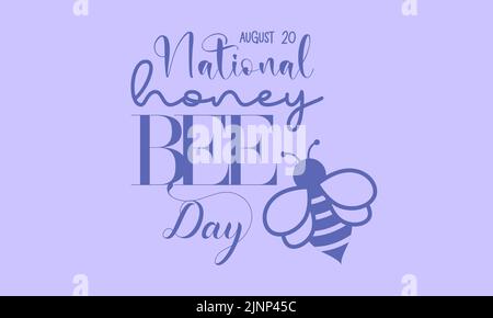 National honey bee day calligraphic banner design on purple background. Script lettering banner, poster, card concept idea. Shiny awareness vector tem Stock Vector