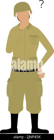 Senior Female Soldier Pose, Have doubts Stock Vector