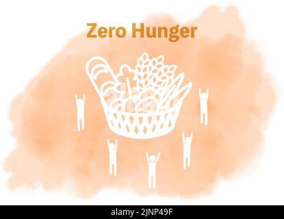 Watercolor style,  SDGs  Goal 2, Zero hunger Stock Vector