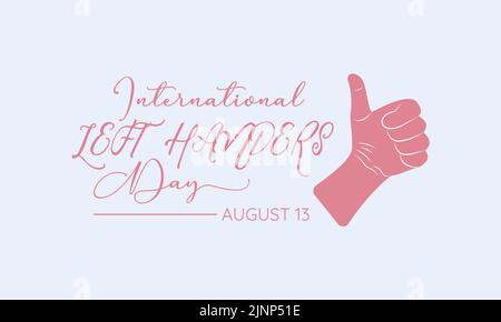 International Left handers Day calligraphic banner design on isolated background. Script lettering banner, poster, card concept idea. Shiny awareness Stock Vector