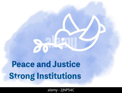Watercolor style,  SDGs  Goal 16, Peace, justice and strong institutions Stock Vector