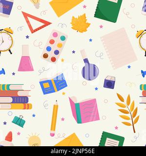 School and education related objects seamless pattern. Vector illustration Stock Vector