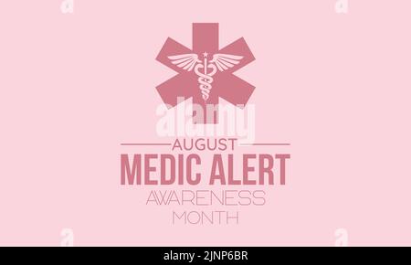 Medic Alert awareness month calligraphic banner design on pink background. Script lettering banner, poster, card concept idea. Health awareness vector Stock Vector