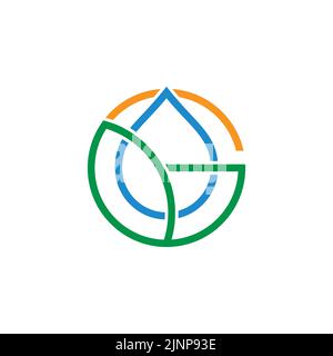 letter g nature leaf water sun symbol logo vector Stock Vector