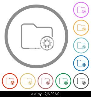 Directory settings outline flat color icons in round outlines on white background Stock Vector