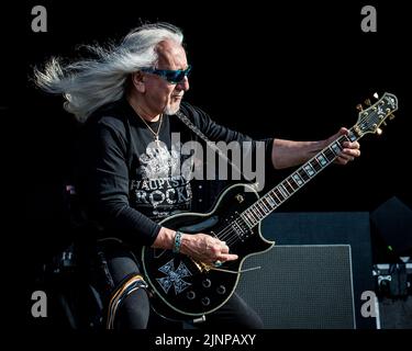 Mick Box of Uriah Heep performing live on stage Stock Photo