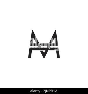 letter m v simple stripes geometric linked line logo vector Stock Vector