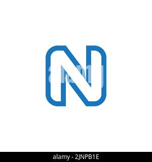 letter n outline simple geometric motion logo vector Stock Vector