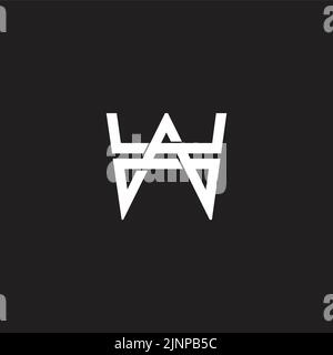 letter a w simple stripes geometric linked line logo vector Stock Vector