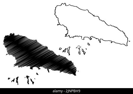 Moheli island (Union of the Comoros, Comoro Islands) map vector illustration, scribble sketch Mohéli or Mwali map Stock Vector