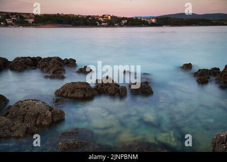 Morning at Krk coast Island, Croatia Stock Photo