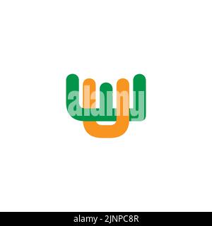 letter wu simple fun colorful logo vector Stock Vector