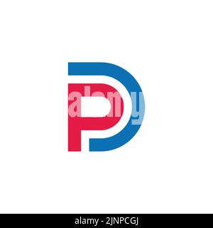 letter pd simple geometric colorful logo vector Stock Vector