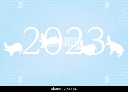 Nengajo for the Year of the Rabbit 2023, Japanese pattern background of