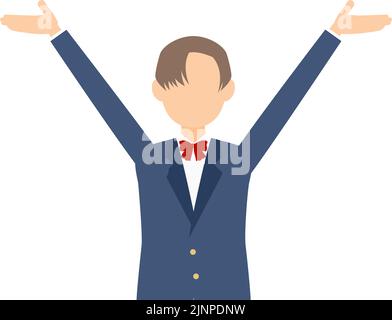 Genderless, blazer uniform, Hailing gesture with outstretched arms Stock Vector