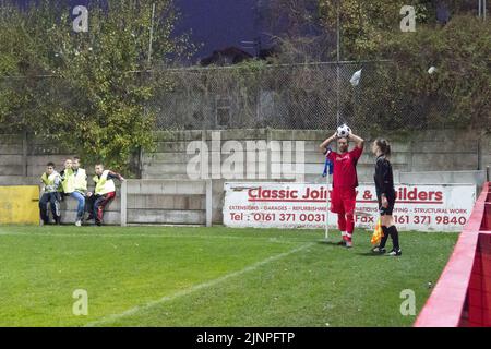 Natalie Aspinall Premier League official running the line at Droylsden v Solihull in 2011 Stock Photo