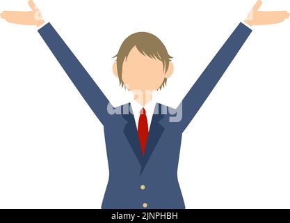 Genderless, blazer uniform, Hailing gesture with outstretched arms Stock Vector