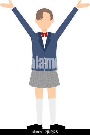 Genderless, blazer uniform, Hailing gesture with outstretched arms Stock Vector