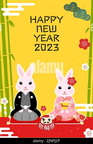 Premium Vector  Happy chinese new year 2023 cute rabbit head with