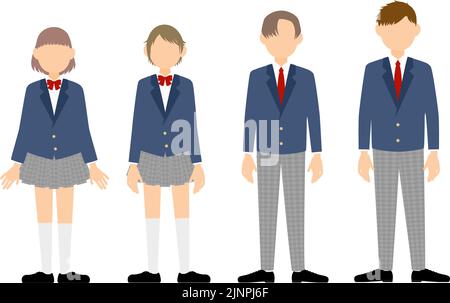 Junior high and high school students in uniform Stock Vector