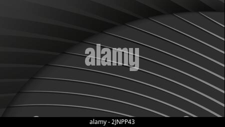 Abstract black background with 3d stripes creating pattern Stock Vector