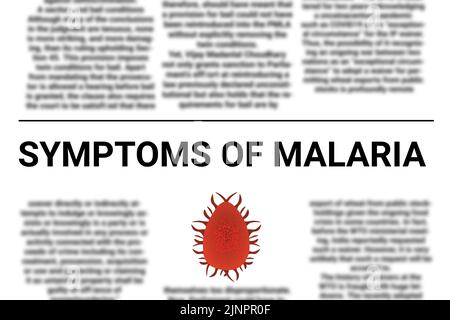 symptoms of malaria headline in news paper. concept for awareness about malaria disease. Stock Photo