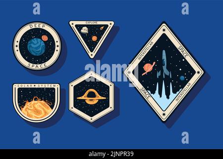 five space outer retro icons Stock Vector