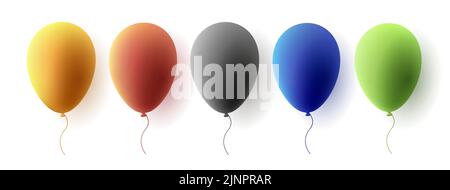 Set of colored air balloons, 3d cartoon style, isolated Stock Vector