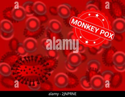 monkey pox virus in human body blur background illustration. health care and medical concept. Stock Photo