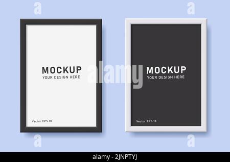 3d realistic frame mockup in black and white colors Stock Vector