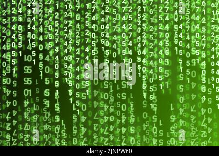 3d digital number background illustration with bright light. concept for digital, technology and computer code. Stock Photo