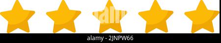 Five stars satisfied customer vector product rating review flat icon for apps and websites. give 5 stars. People feedback illustration by giving Stock Vector