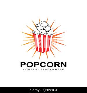 pop corn logo icon vector, explode, cinema snacks, concept illustration Stock Vector