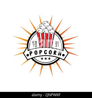 pop corn logo icon vector, explode, cinema snacks, concept illustration Stock Vector