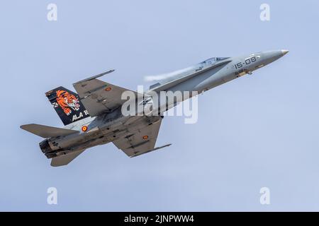 Spanish Air Force - McDonnell Douglas EF-18M Hornet airborne at the Royal International Air Tattoo 2022 Stock Photo