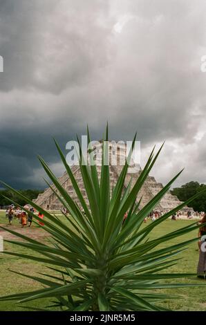 El Castillo at Chichén Itzá, Mayan ruins on Mexico's Yucatán Peninsula in August of 2022. Stock Photo
